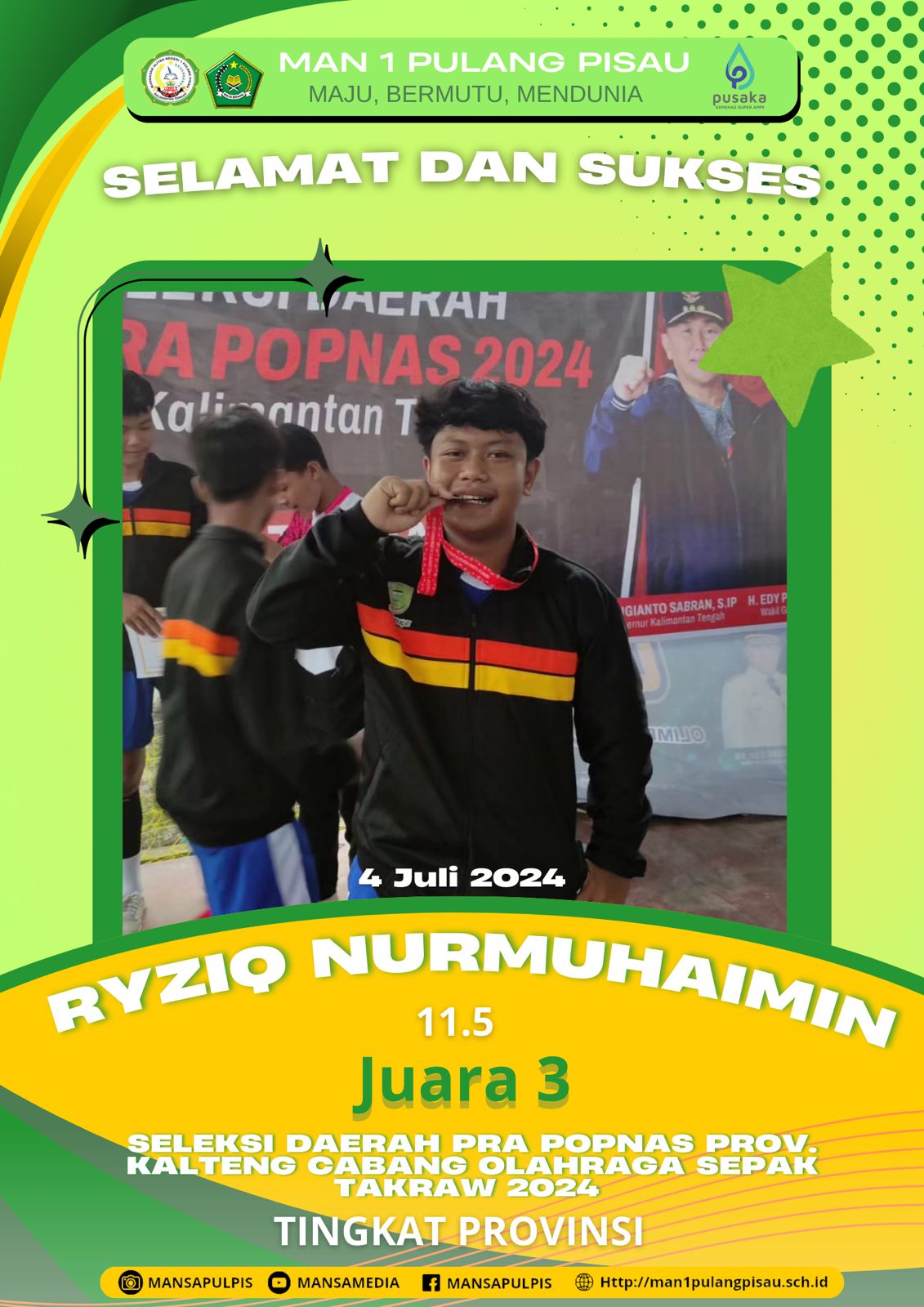 Ryziq Nurmuhaimin Berhasil Juara 3 PRA POPNAS Sepak Takraw